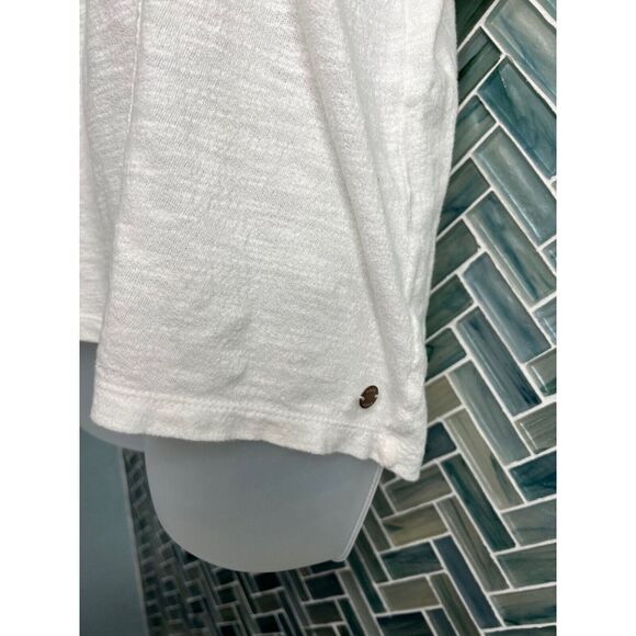 WOMENS ROXY OFF WHITE BOHO COLD SHOULDER FLOWY KNIT SHORT SLEEVE TOP BLOUSE SZ S - Picture 8 of 12